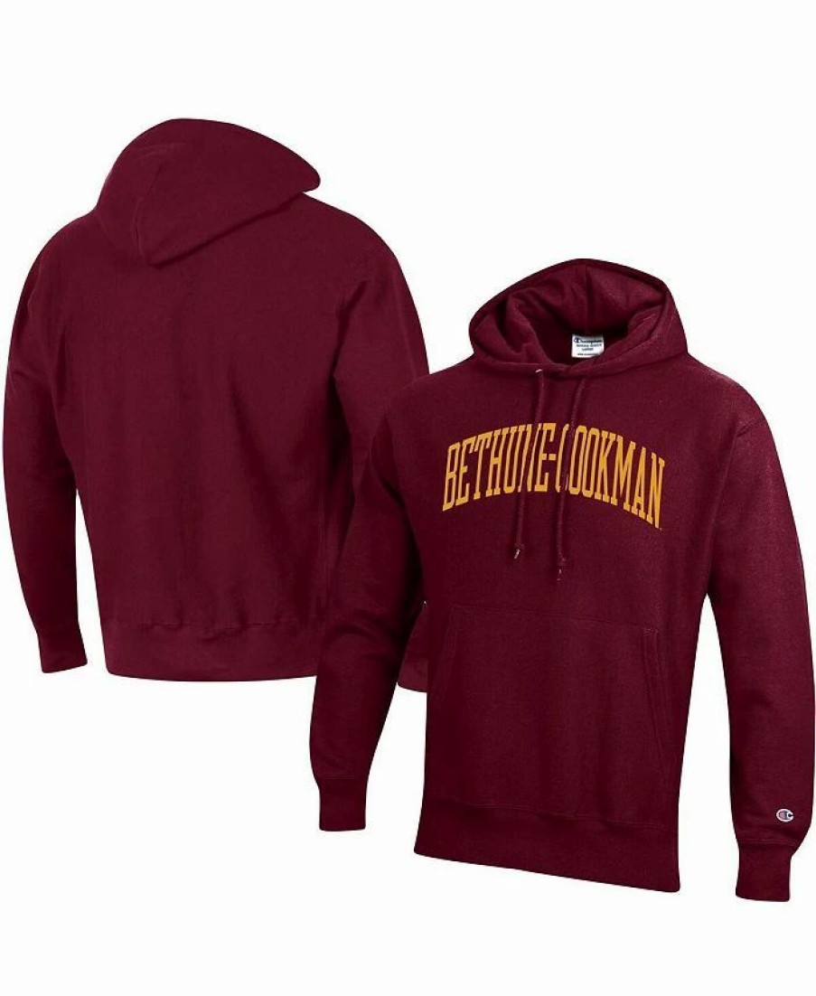 Sports Fan Shop * | Champion Men'S Bethune-Cookman Wildcats Tall Arch Pullover Hoodie Maroon