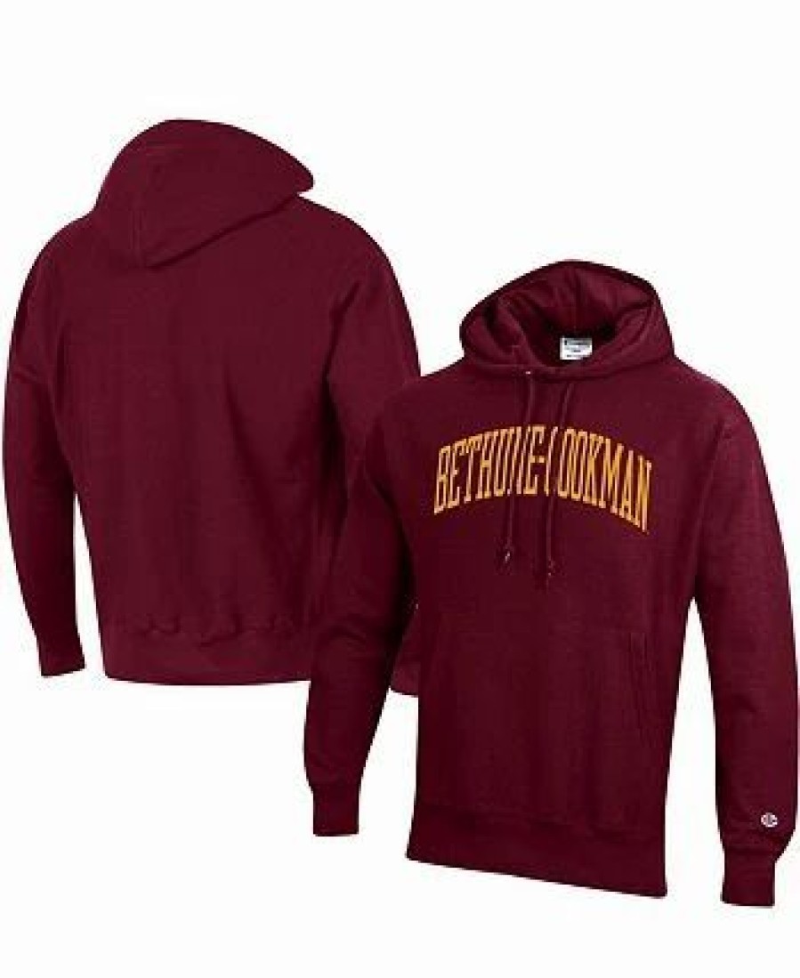 Sports Fan Shop * | Champion Men'S Bethune-Cookman Wildcats Tall Arch Pullover Hoodie Maroon