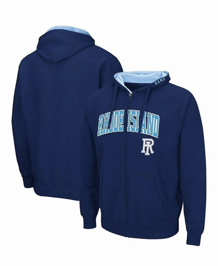 Sports Fan Shop * | Men'S Rhode Island Rams Arch And Logo 3.0 Full-Zip Hoodie Navy