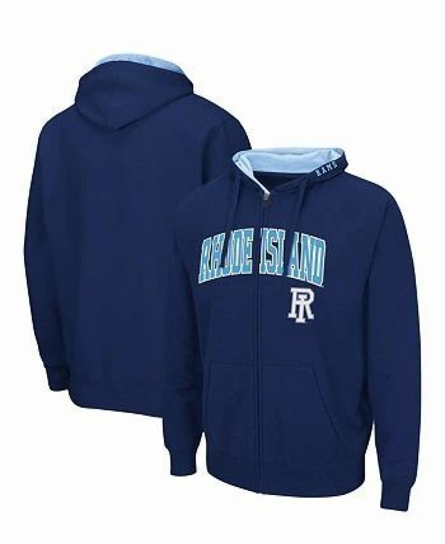 Sports Fan Shop * | Men'S Rhode Island Rams Arch And Logo 3.0 Full-Zip Hoodie Navy