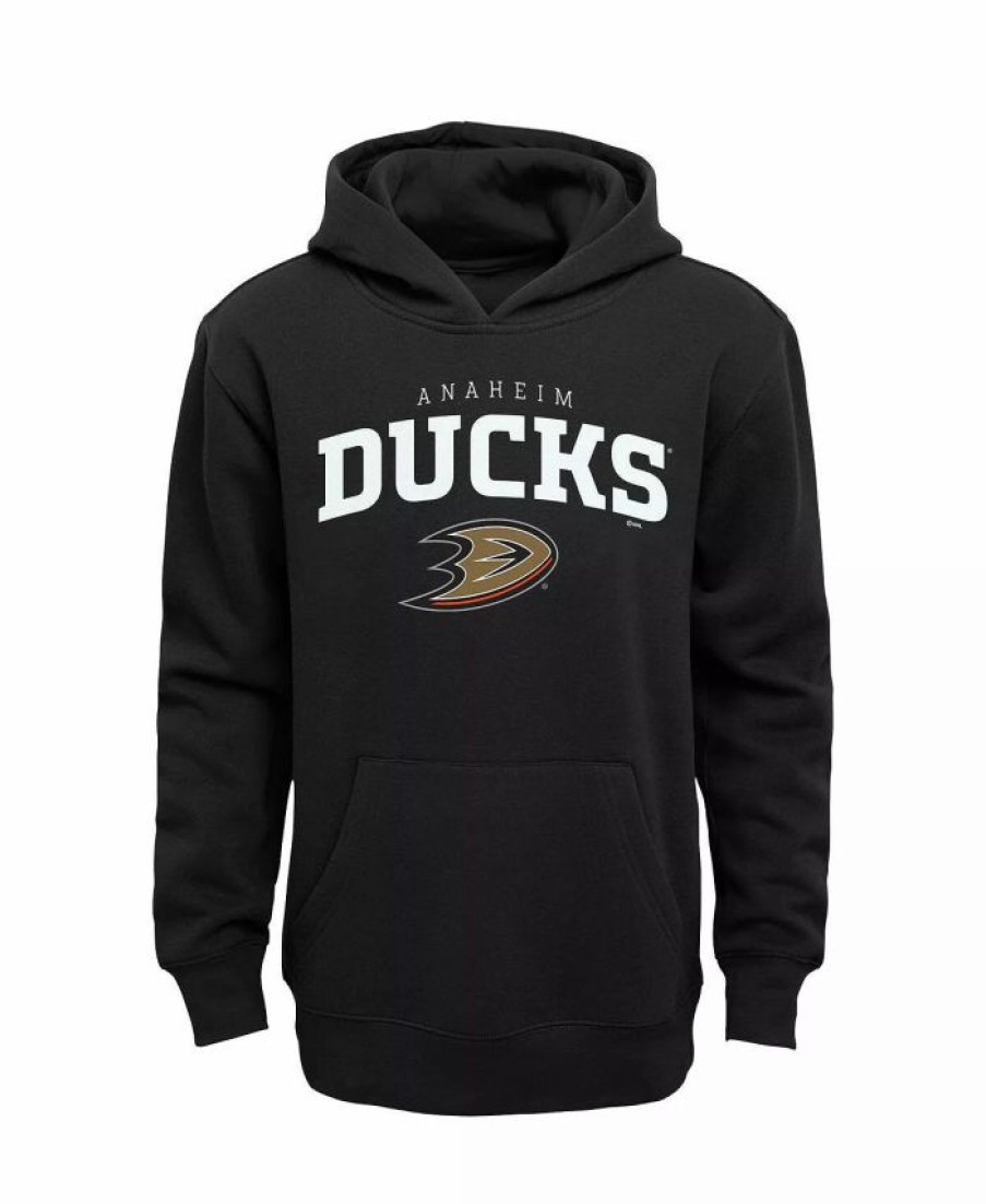 Sports Fan Shop * | Outerstuff Youth Boys Anaheim Ducks Team Lock Up Pullover Hoodie Black