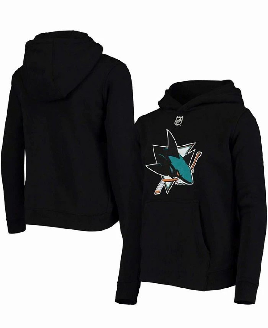 Sports Fan Shop * | Outerstuff Youth San Jose Sharks Primary Logo Pullover Hoodie Black