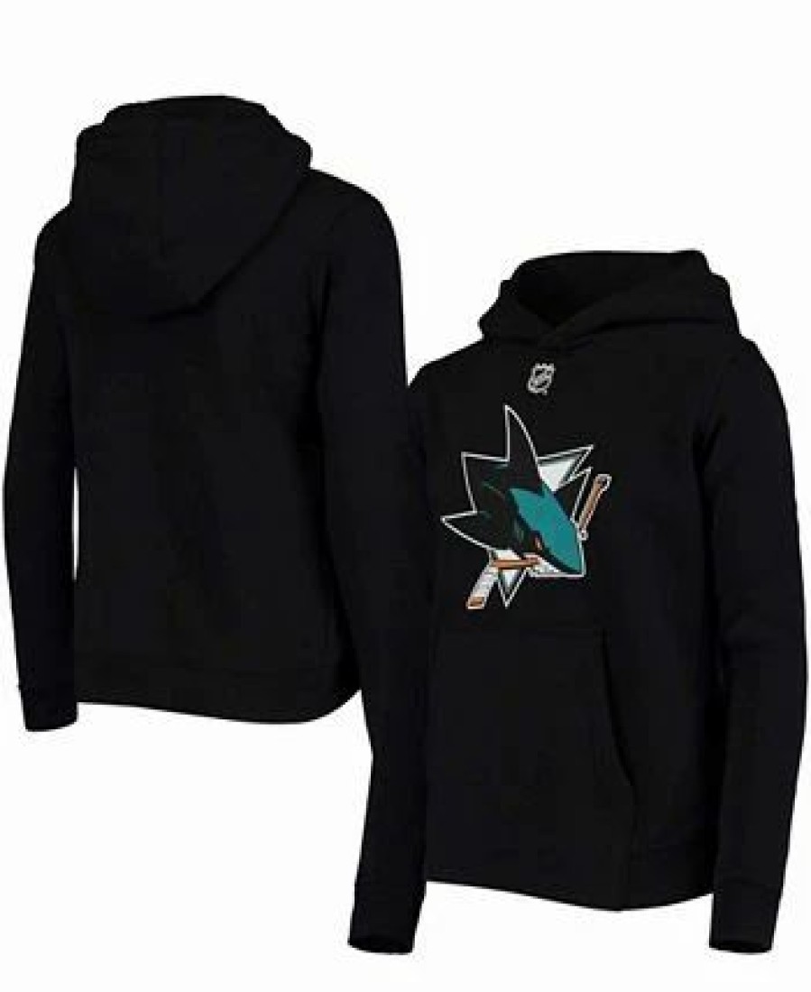 Sports Fan Shop * | Outerstuff Youth San Jose Sharks Primary Logo Pullover Hoodie Black