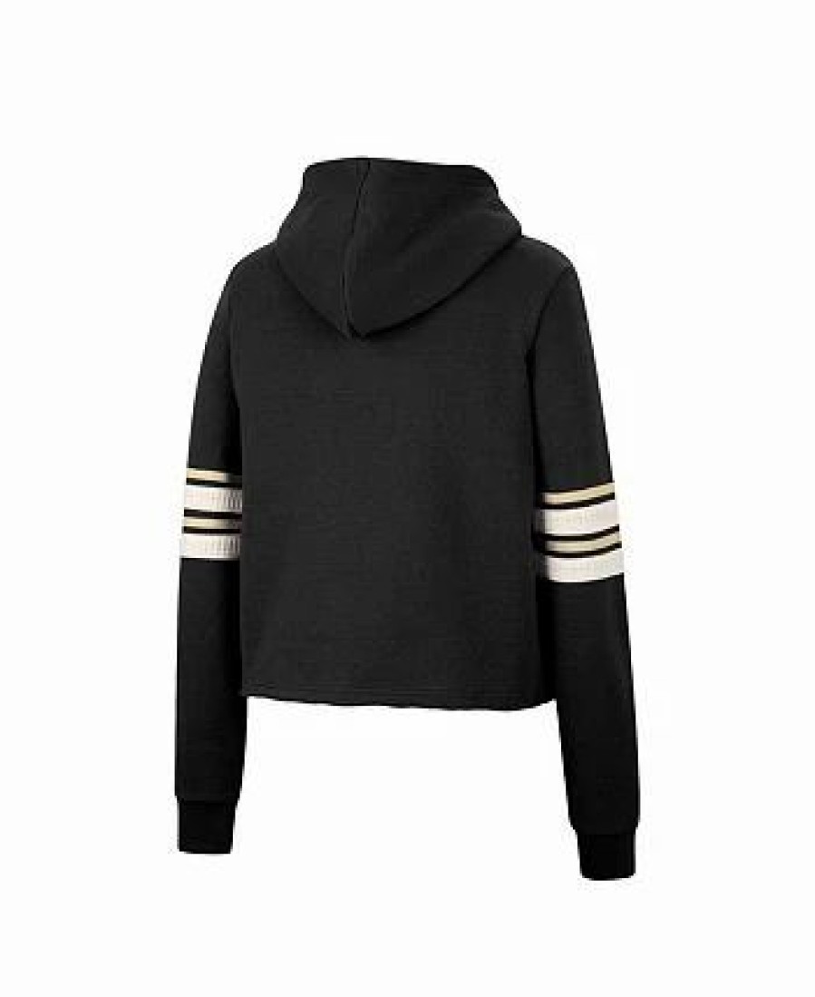 Sports Fan Shop * | Women'S Purdue Boilermakers Retro Cropped Pullover Hoodie Black