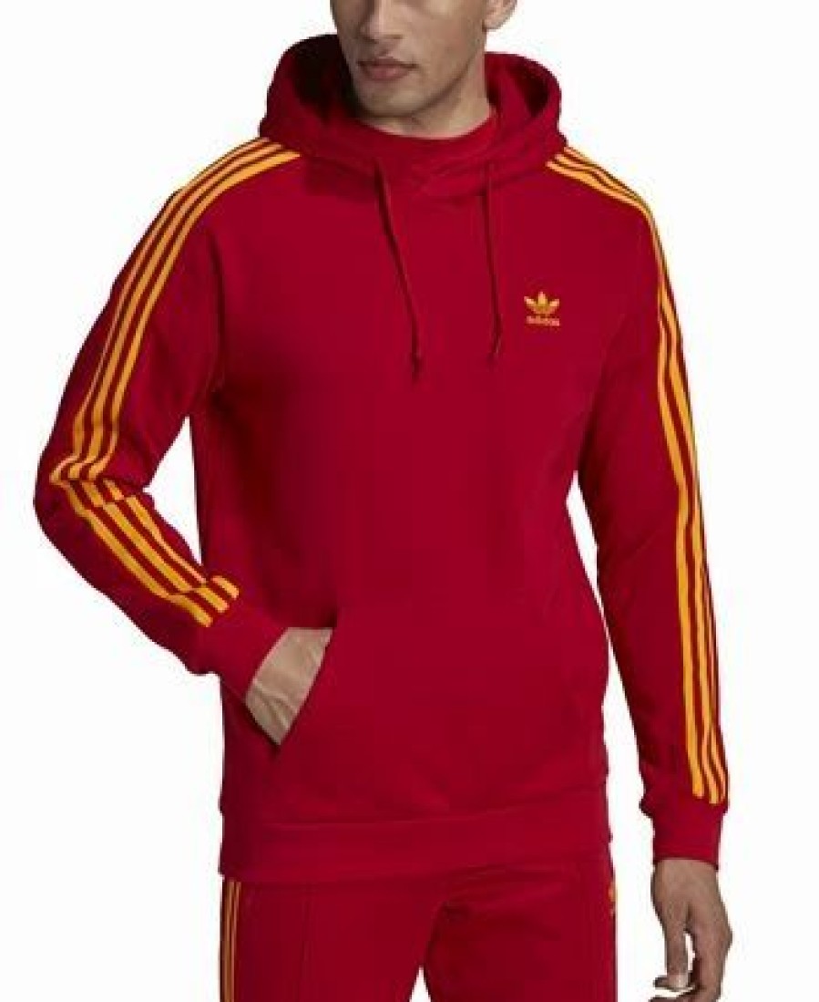 Activewear * | Adidas Men'S Football Nations 3-Stripes Regular-Fit French Terry Hoodie Red/Gold