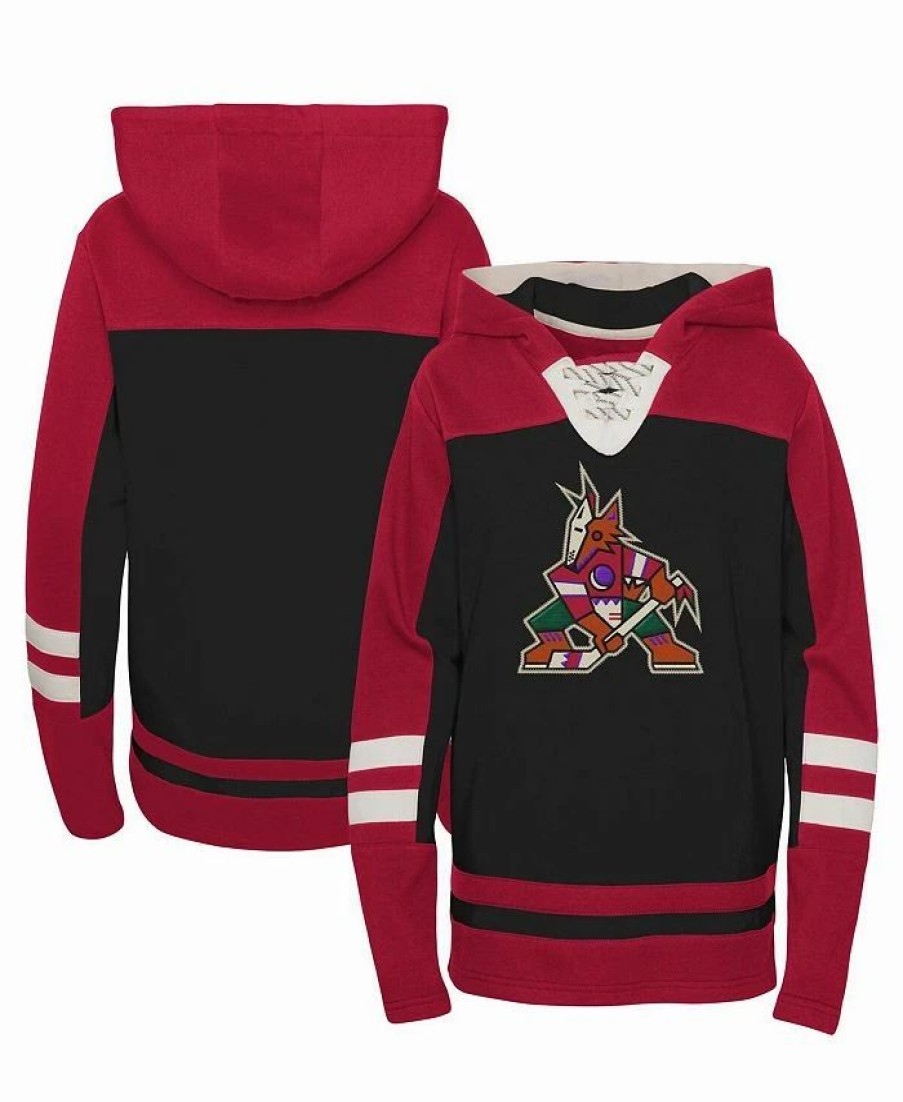 Sports Fan Shop * | Outerstuff Youth Boys And Girls Arizona Coyotes Ageless Revisited Home Lace-Up Pullover Hoodie Black