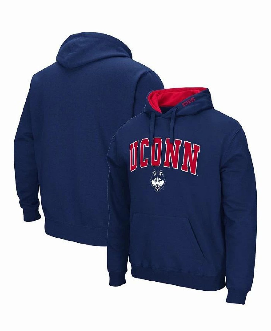 Sports Fan Shop * | Men'S Uconn Huskies Arch And Logo 3.0 Pullover Hoodie Navy