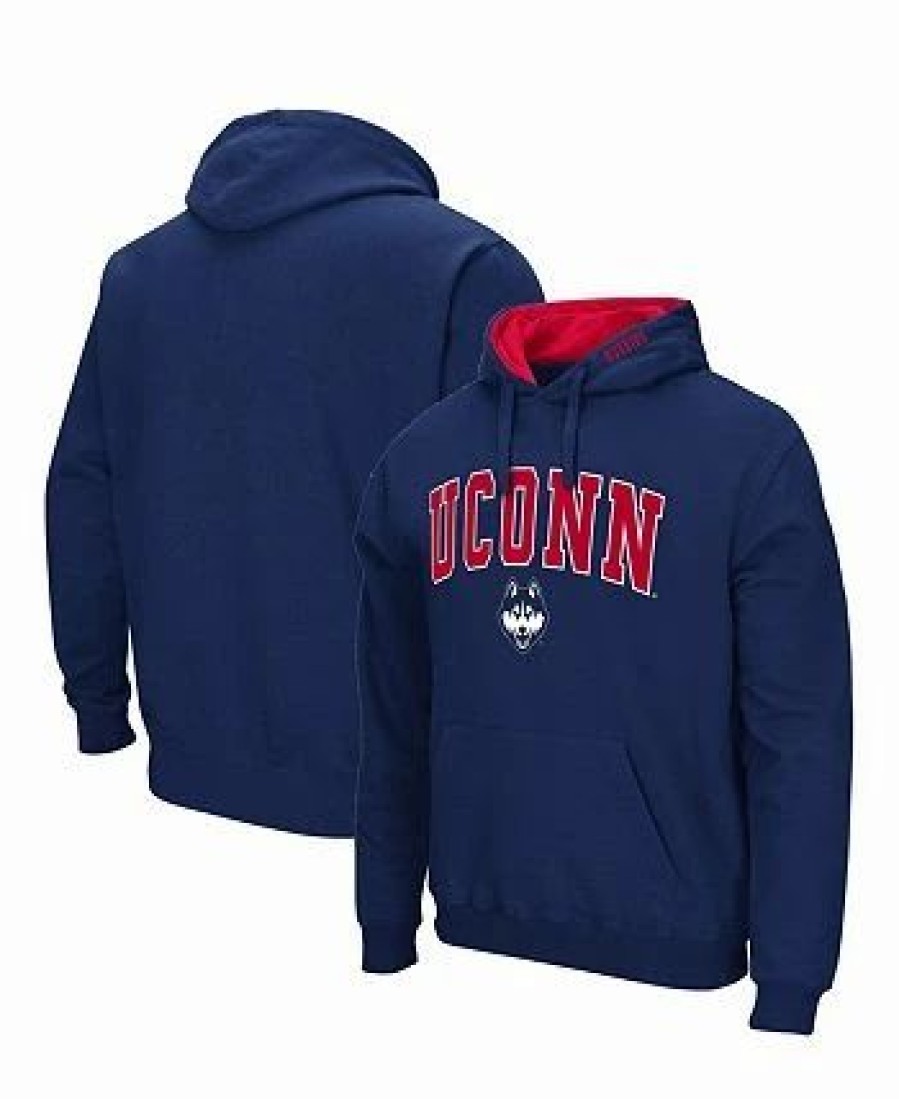 Sports Fan Shop * | Men'S Uconn Huskies Arch And Logo 3.0 Pullover Hoodie Navy