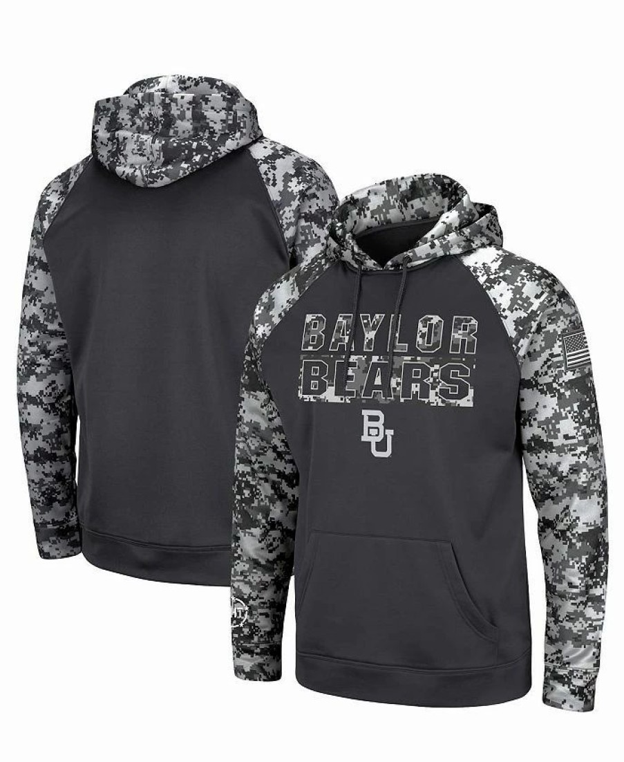 Sports Fan Shop * | Men'S Baylor Bears Oht Military-Inspired Appreciation Digital Camo Pullover Hoodie Charcoal