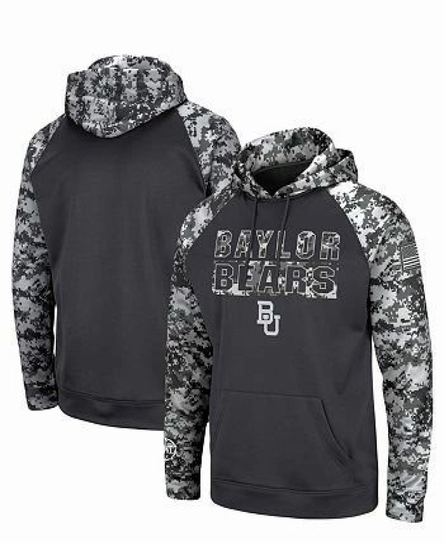 Sports Fan Shop * | Men'S Baylor Bears Oht Military-Inspired Appreciation Digital Camo Pullover Hoodie Charcoal