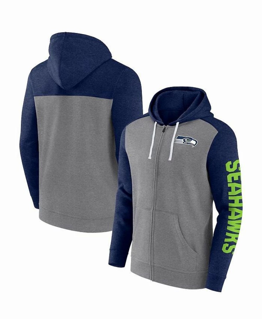 Sports Fan Shop * | Fanatics Men'S Branded Seattle Seahawks Down And Distance Full-Zip Hoodie Heather Gray