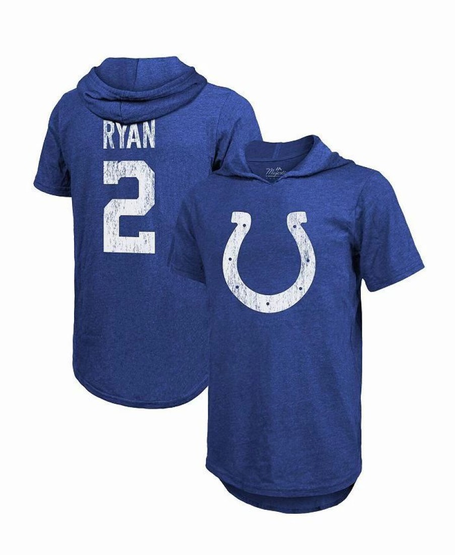 Sports Fan Shop * | Majestic N'S Threads Matt Ryan Indianapolis Colts Player Name & Number Short Sleeve Hoodie T-Shirt Royal