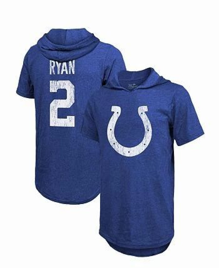 Sports Fan Shop * | Majestic N'S Threads Matt Ryan Indianapolis Colts Player Name & Number Short Sleeve Hoodie T-Shirt Royal