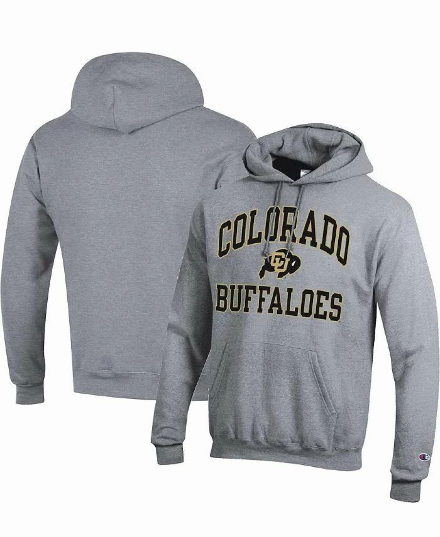 Sports Fan Shop * | Champion Men'S Colorado Buffaloes High Motor Pullover Hoodie Heather Gray