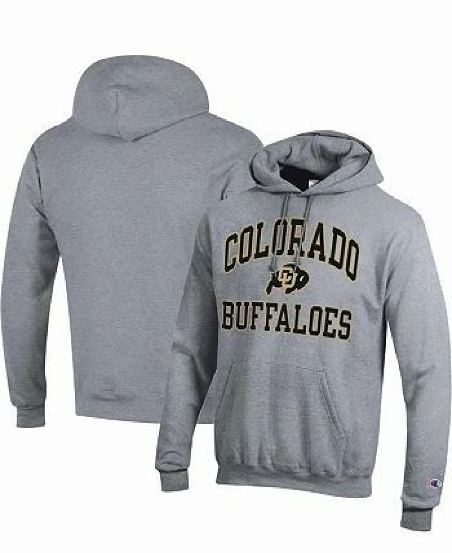 Sports Fan Shop * | Champion Men'S Colorado Buffaloes High Motor Pullover Hoodie Heather Gray