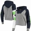 Sports Fan Shop * | New Era Women'S Seattle Seahawks Color Block Raglan Quarter-Zip Hoodie Heathered Gray, Navy