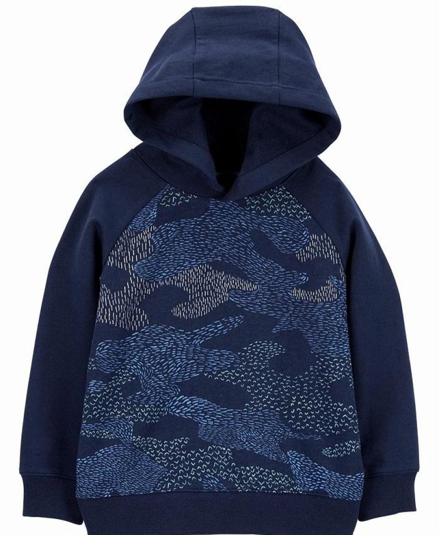 Kids * | Carter'S Toddler Boys Camo French Terry Pullover Hoodie Blue