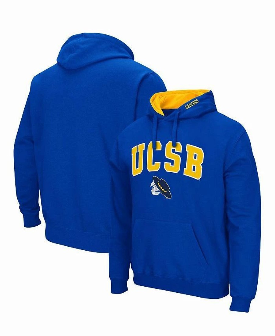 Sports Fan Shop * | Men'S Uc Santa Barbara Gauchos Arch And Logo Pullover Hoodie Blue