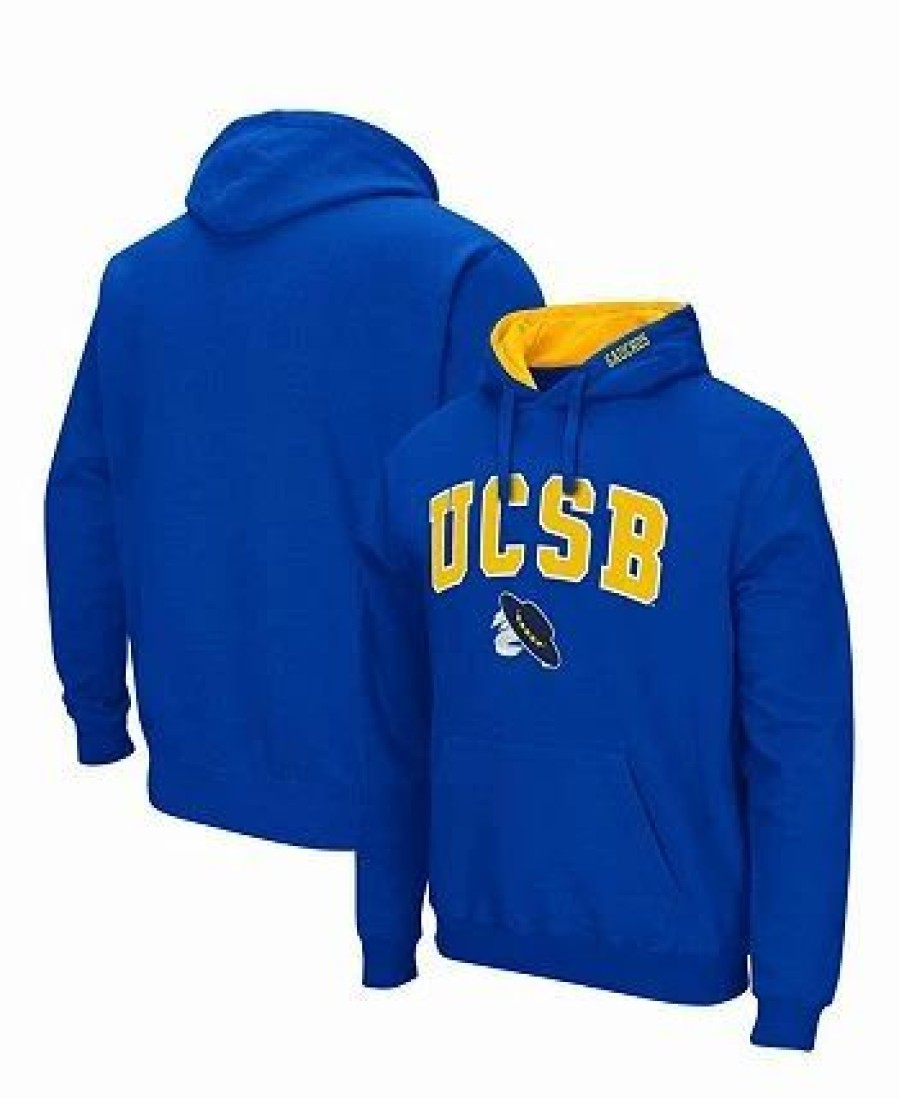 Sports Fan Shop * | Men'S Uc Santa Barbara Gauchos Arch And Logo Pullover Hoodie Blue