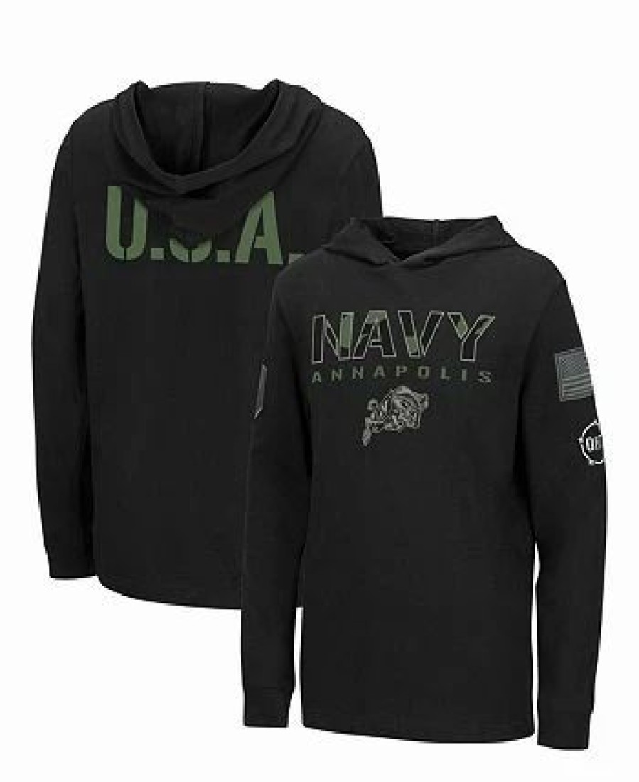 Sports Fan Shop * | Boys Youth Navy Midshipmen Oht Military-Inspired Appreciation Tango Long Sleeve Hoodie T-Shirt Black