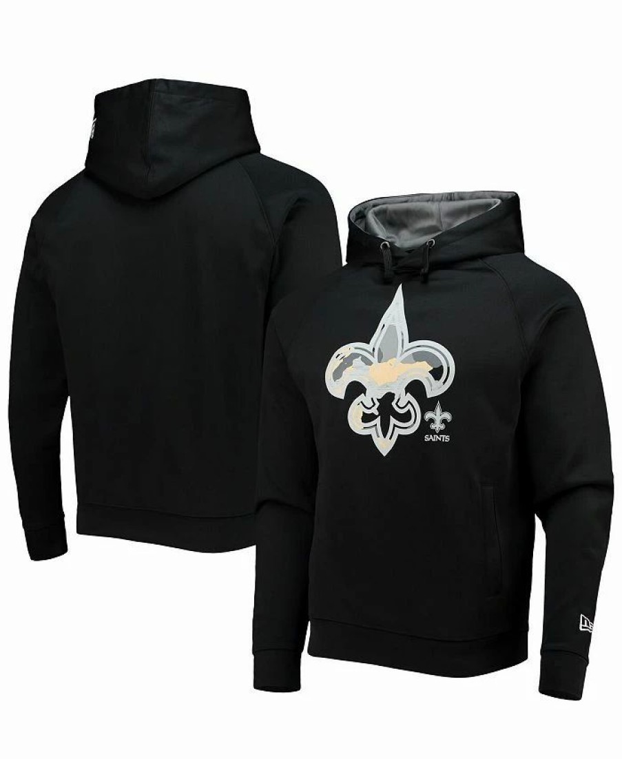 Sports Fan Shop * | New Era Men'S New Orleans Saints Training Collection Raglan Pullover Hoodie Black