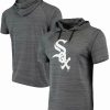 Sports Fan Shop * | Men'S Chicago White Sox Raglan Short Sleeve Pullover Hoodie Heather Black