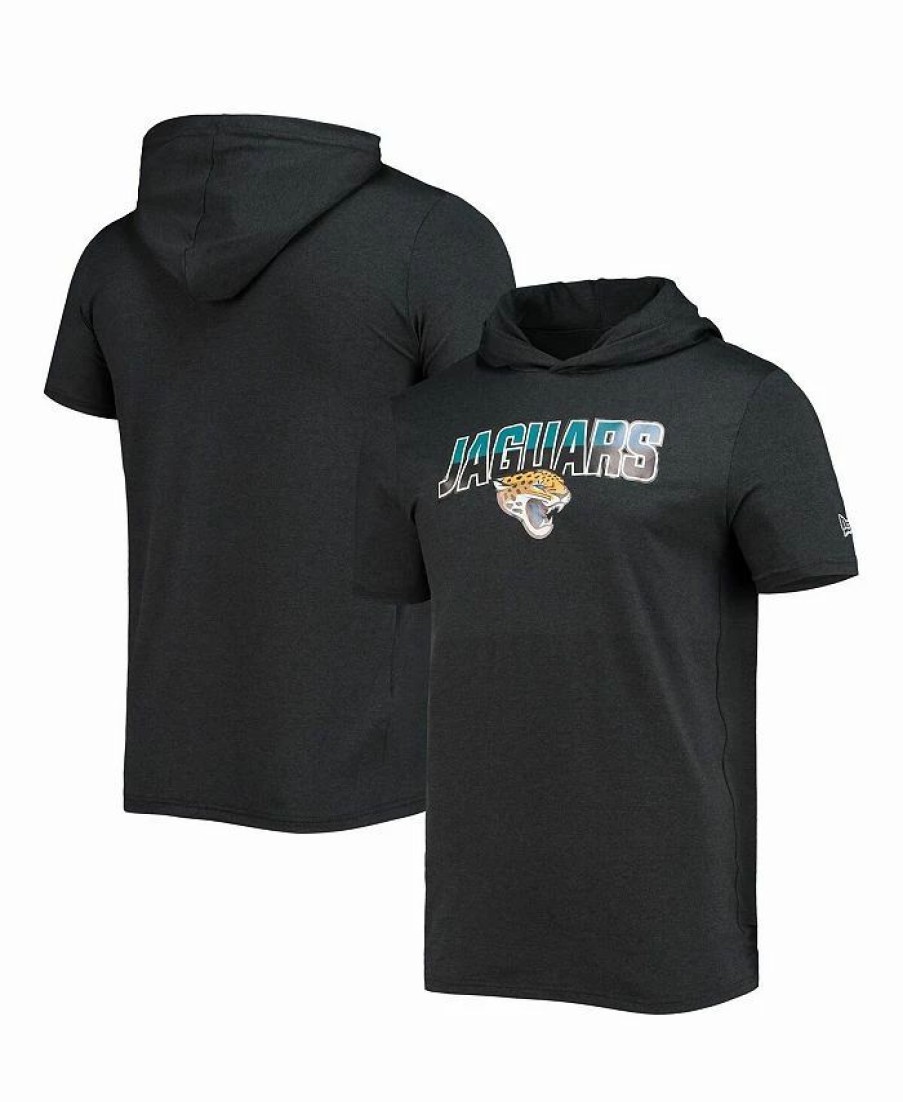 Sports Fan Shop * | New Era Men'S Heathered Jacksonville Jaguars Team Brushed Hoodie T-Shirt Black