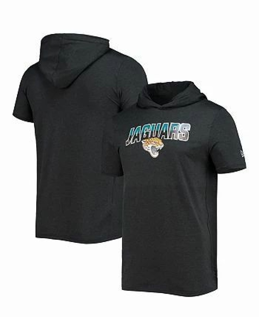 Sports Fan Shop * | New Era Men'S Heathered Jacksonville Jaguars Team Brushed Hoodie T-Shirt Black