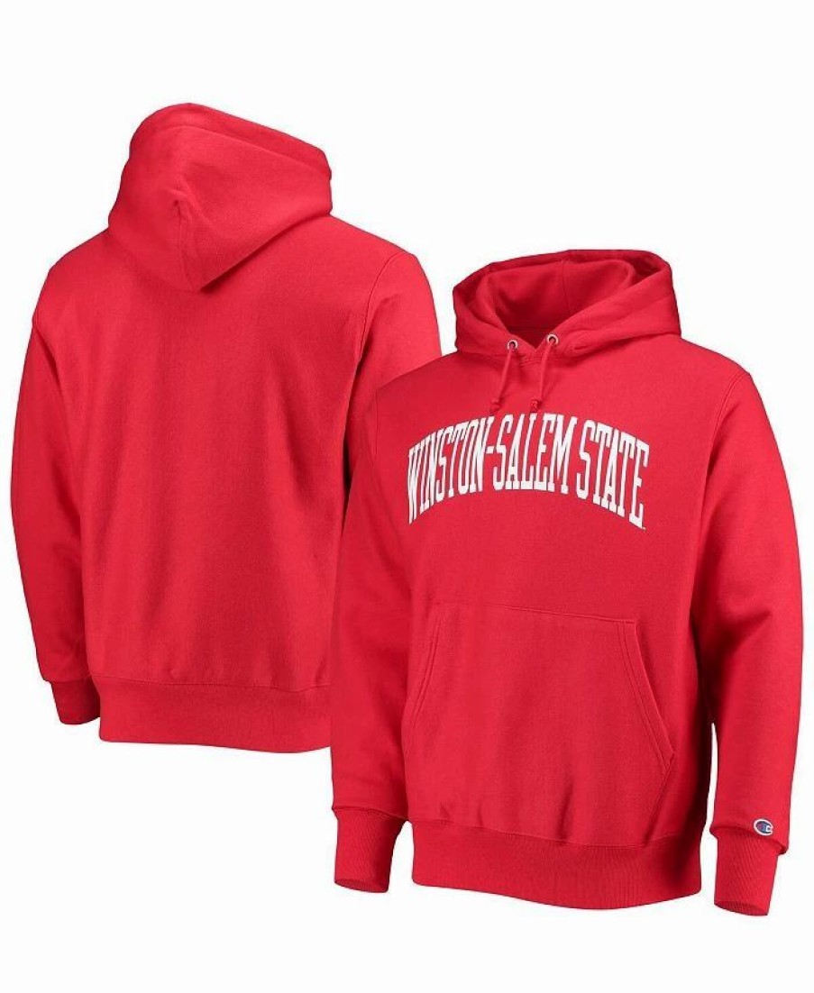 Sports Fan Shop * | Champion Men'S Winston-Salem State Rams Tall Arch Pullover Hoodie Red