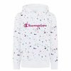 Kids * | Champion Big Girls Paint Splatter All Over Print Long Sleeve Fleece Hoodie Sweatshirt White