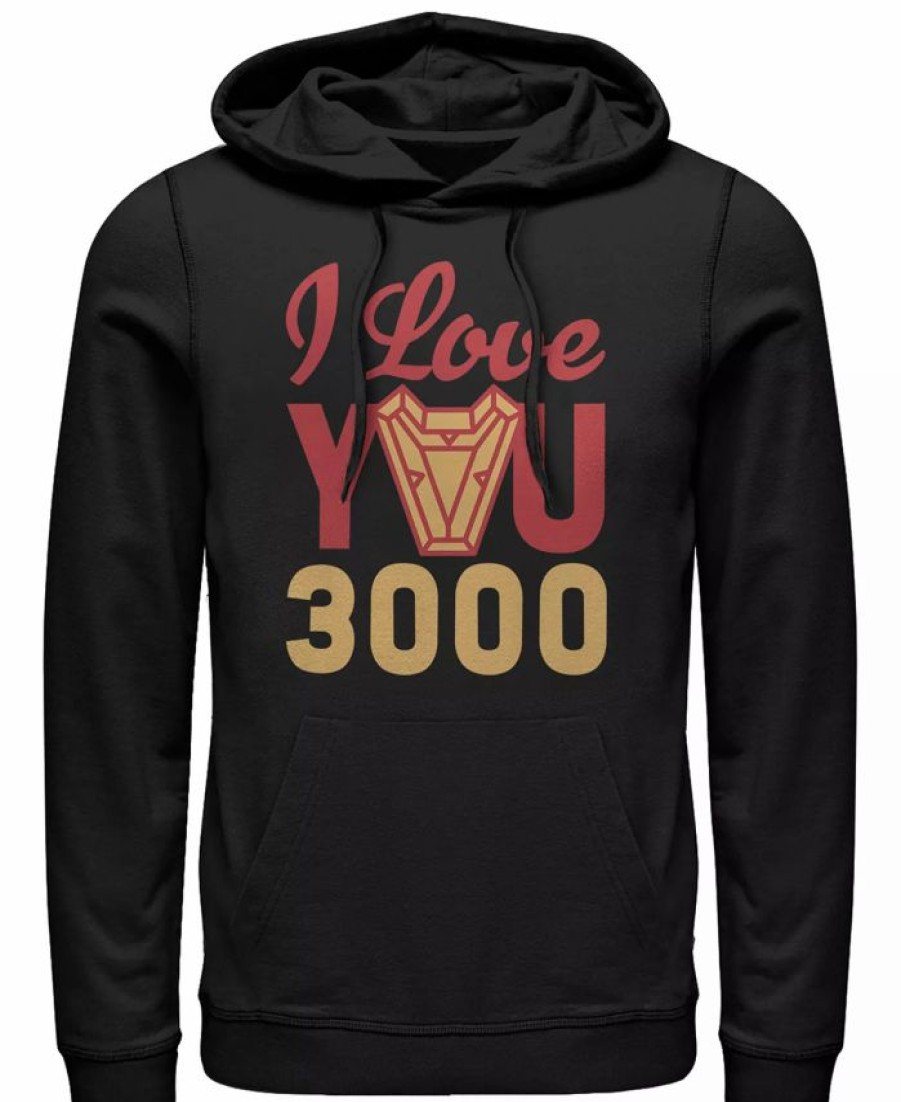 Hoodies & Sweatshirts * | Marvel Men'S Avengers Endgame I Love You 300 Arc Reactor, Pullover Hoodie Black