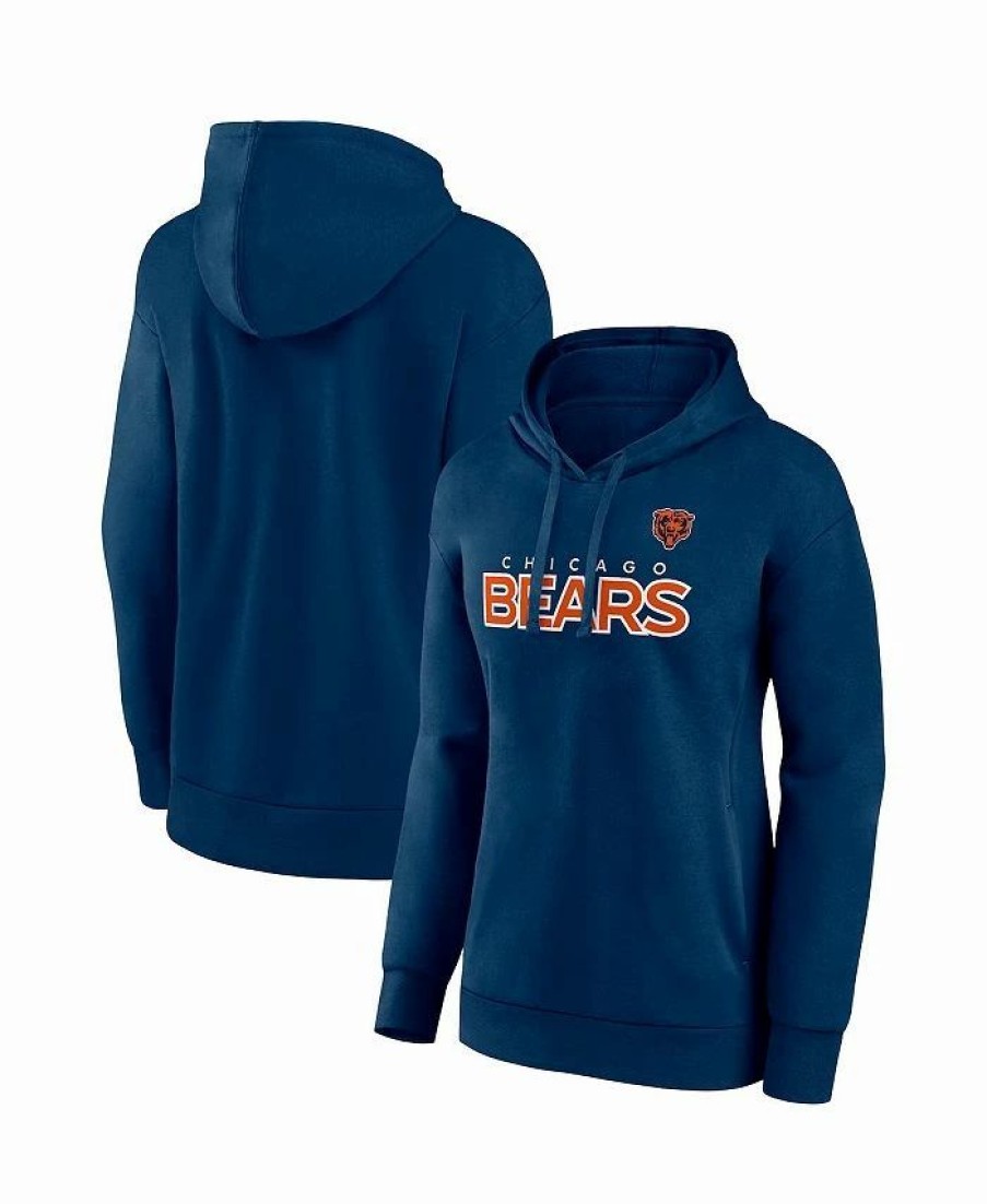 Sports Fan Shop * | Fanatics Women'S Branded Chicago Bears Checklist Crossover V-Neck Pullover Hoodie Navy