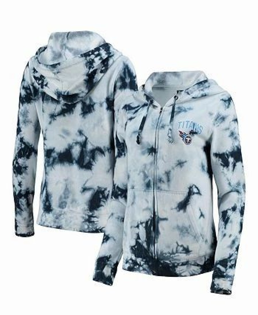 Sports Fan Shop * | New Era Women'S Tennessee Titans Tie-Dye Fleece Full-Zip Hoodie Navy