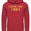 Hoodies & Sweatshirts * | Marvel Men'S Avengers Endgame Simple I Love You 3000 Iron Man, Pullover Hoodie Red