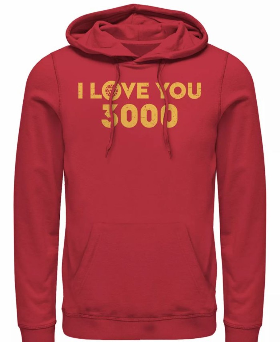 Hoodies & Sweatshirts * | Marvel Men'S Avengers Endgame Simple I Love You 3000 Iron Man, Pullover Hoodie Red