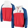 Sports Fan Shop * | New Era Men'S Red And White La Clippers Ripstop Raglan Quarter-Zip Hoodie Red, White