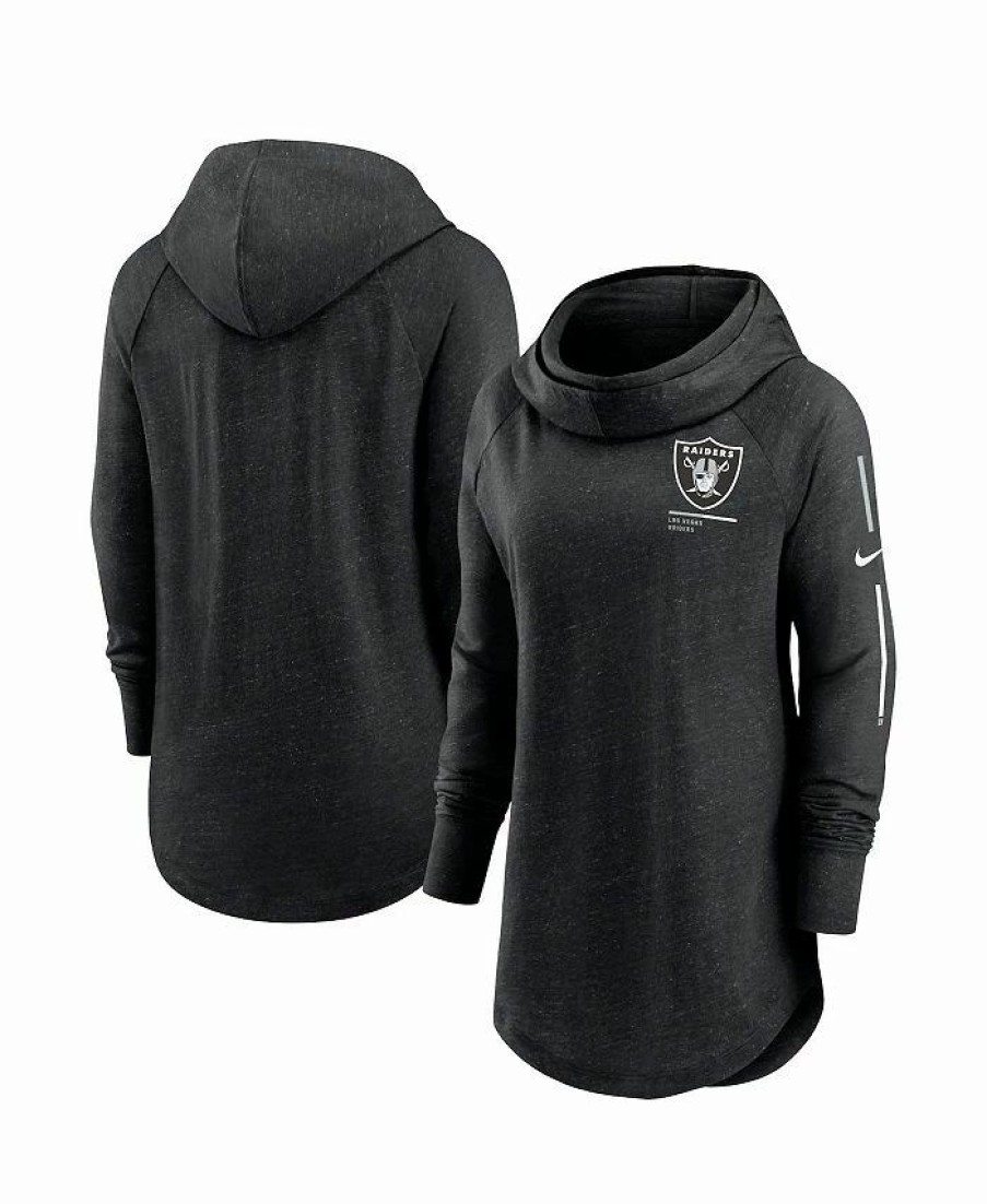 Sports Fan Shop * | Nike Women'S Las Vegas Raiders Minimal Statement Raglan Funnel Neck Pullover Hoodie Black