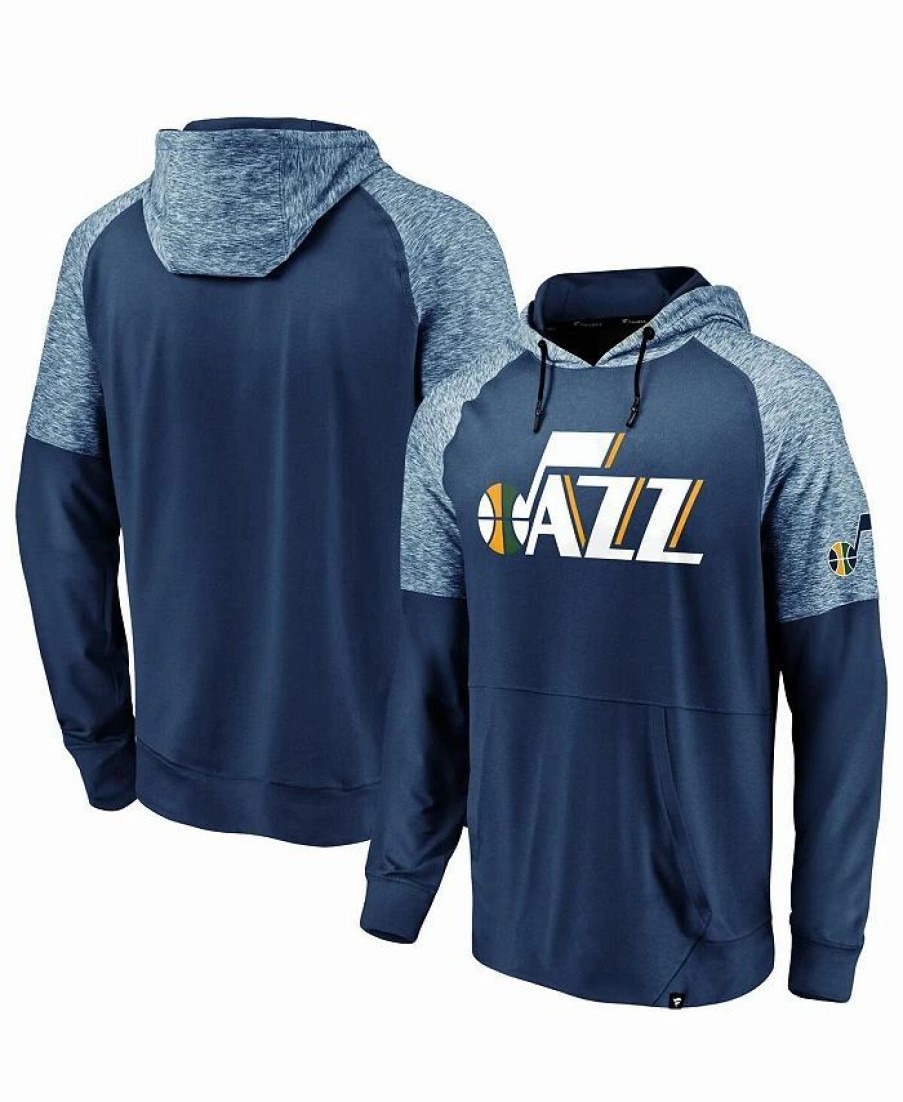 Sports Fan Shop * | Fanatics Men'S Branded Utah Jazz Made To Move Space Dye Raglan Pullover Hoodie Navy