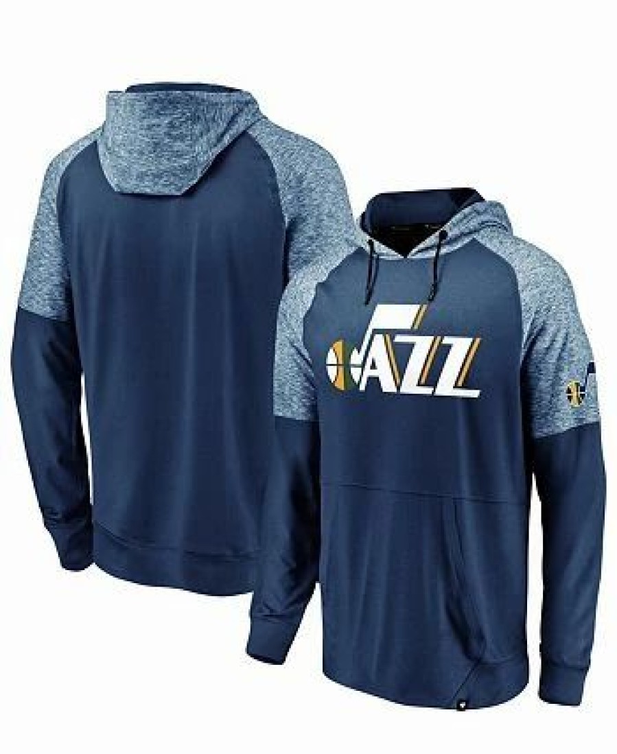 Sports Fan Shop * | Fanatics Men'S Branded Utah Jazz Made To Move Space Dye Raglan Pullover Hoodie Navy