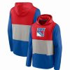 Sports Fan Shop * | Fanatics Men'S Branded New York Rangers Prep Color Block Pullover Hoodie Red, Blue