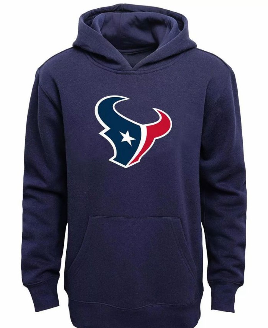 Sports Fan Shop * | Outerstuff Youth Boys Houston Texans Team Logo Pullover Hoodie Navy