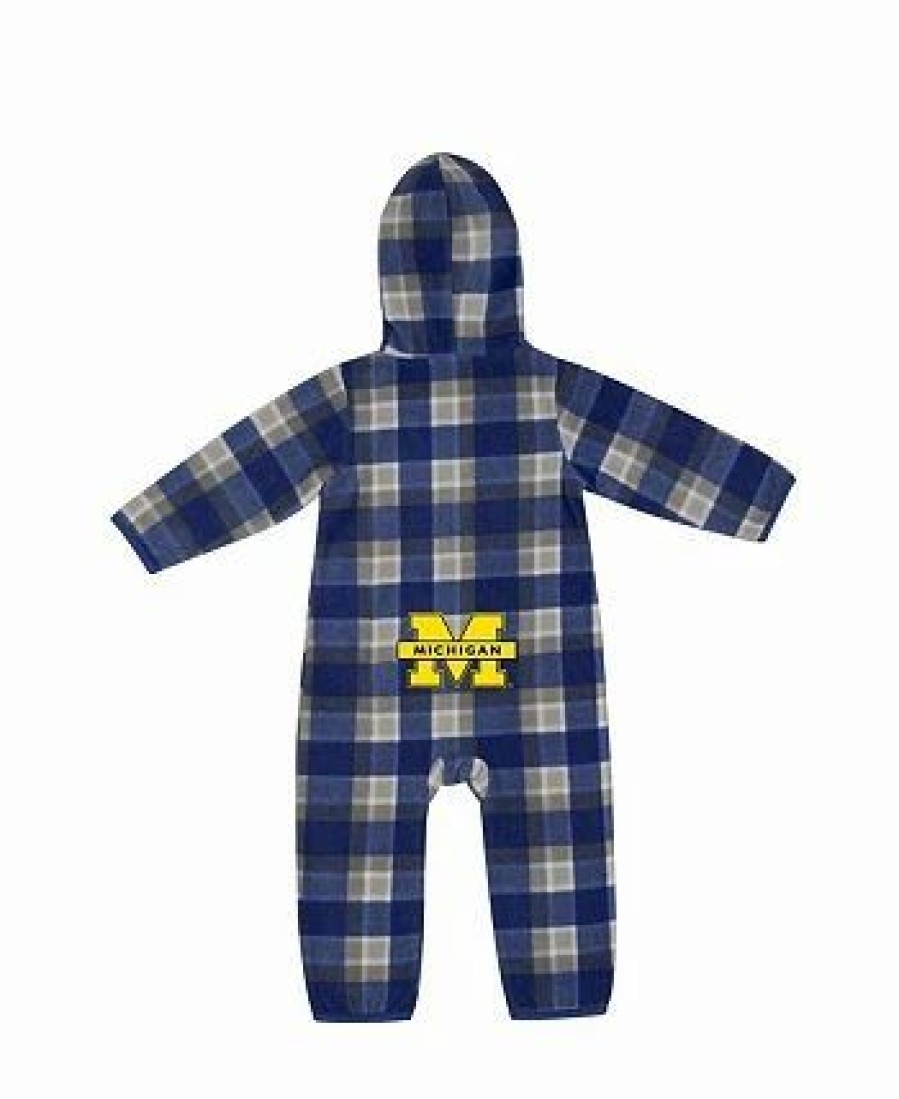 Sports Fan Shop * | Infant Boys And Girls Michigan Wolverines Farays Plaid Full-Zip Hoodie Jumper Navy, Gray