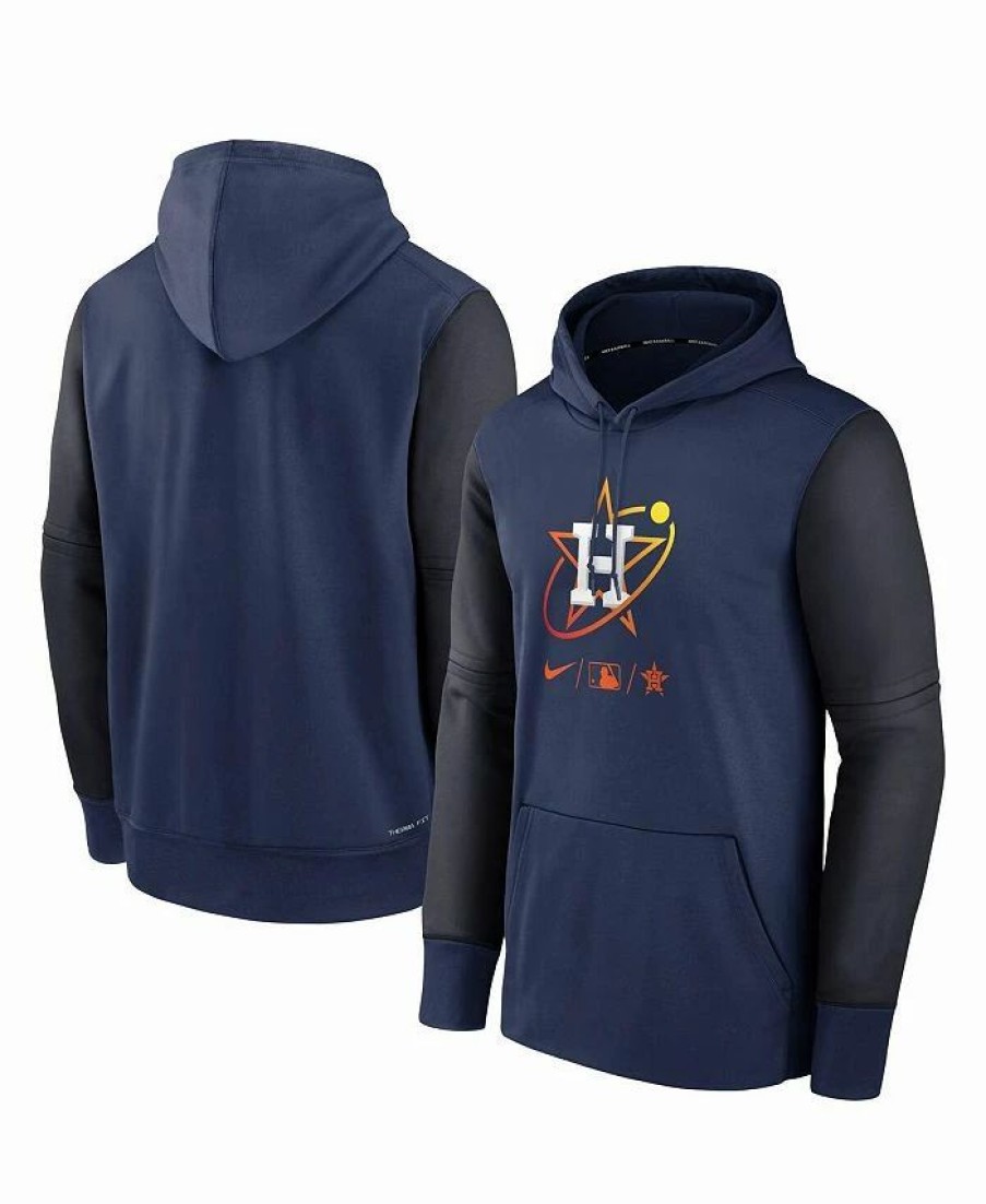 Sports Fan Shop * | Nike Men'S Houston Astros 2022 City Connect Therma Performance Pullover Hoodie Navy