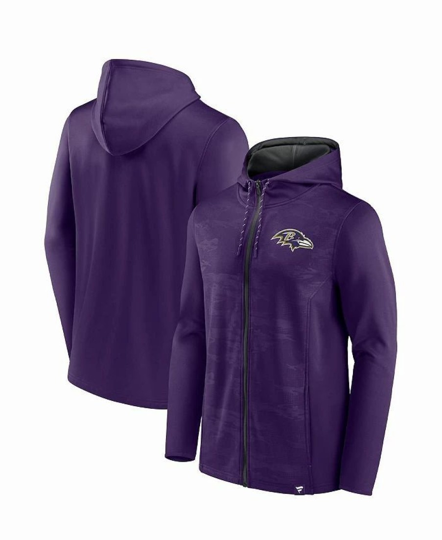 Sports Fan Shop * | Fanatics Men'S Branded Baltimore Ravens Ball Carrier Full-Zip Hoodie Purple, Black