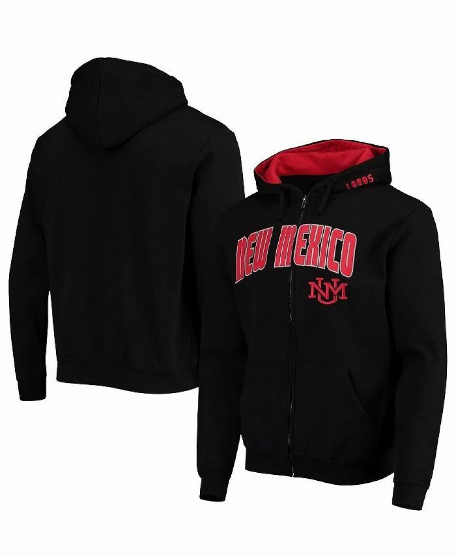 Sports Fan Shop * | Men'S New Mexico Lobos Arch & Logo 3.0 Full-Zip Hoodie Black