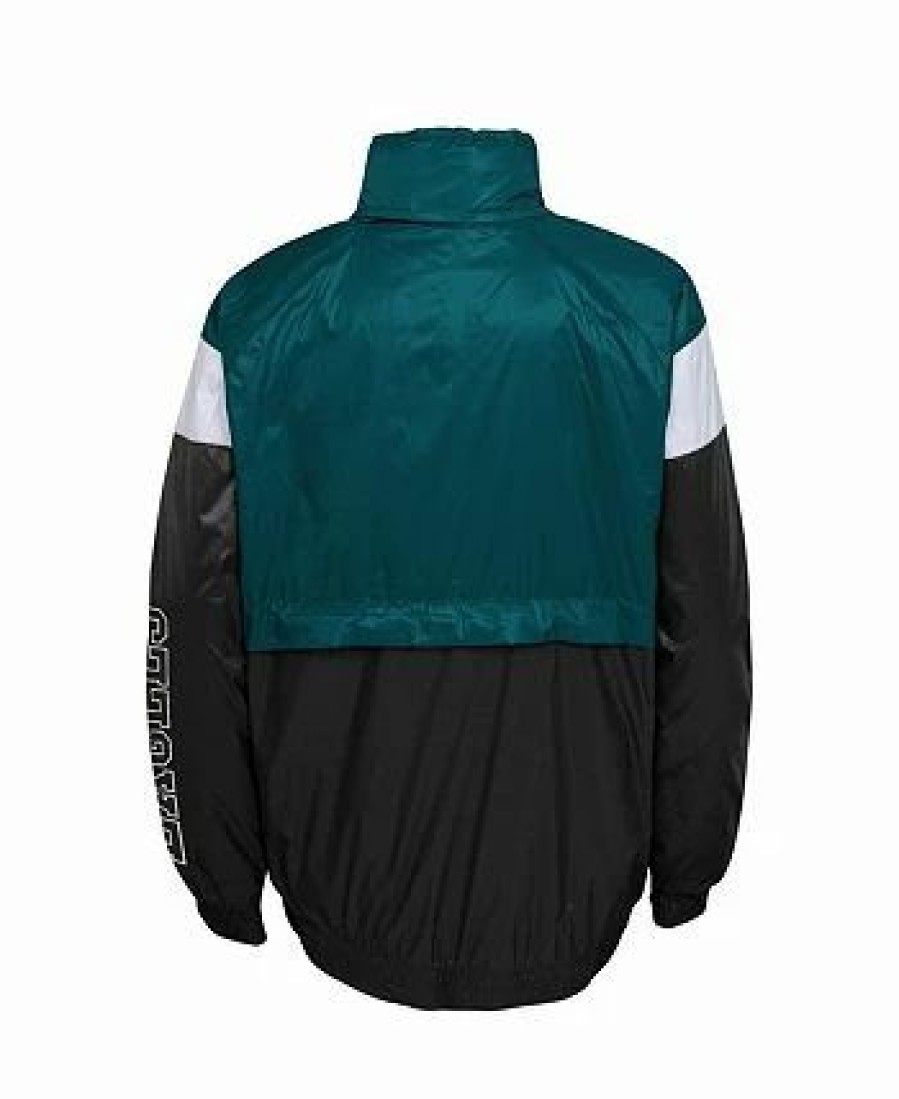 Sports Fan Shop * | Outerstuff Youth Boys Midnight Philadelphia Eagles Goal Line Stance Full-Zip Hoodie Windbreaker Green, Black