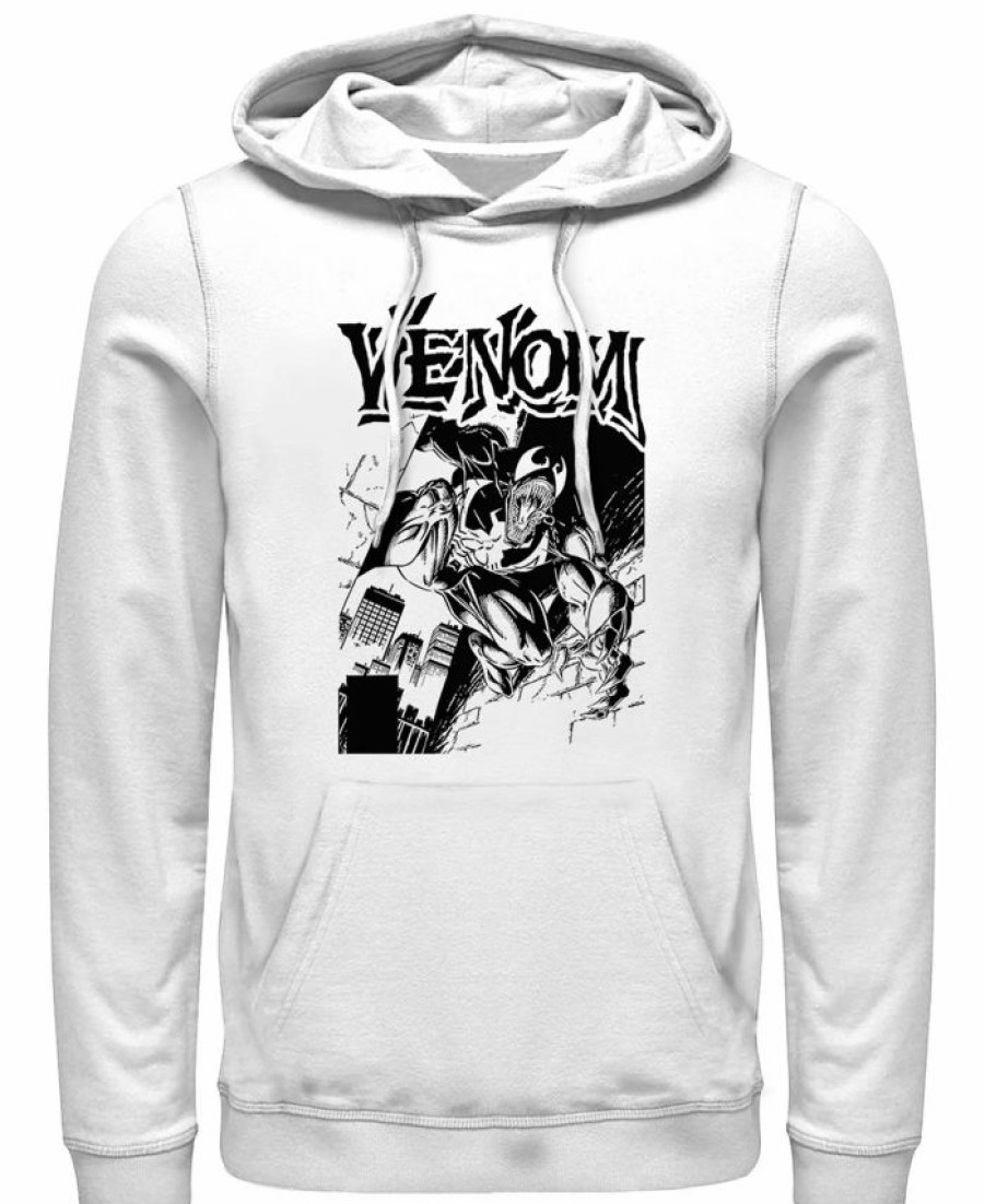 Hoodies & Sweatshirts * | Marvel Men'S Classic Venom Comic Poster, Pullover Hoodie White