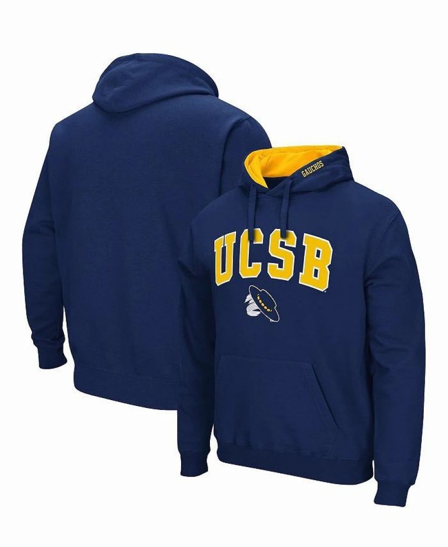 Sports Fan Shop * | Men'S Uc Santa Barbara Gauchos Arch And Logo Pullover Hoodie Navy