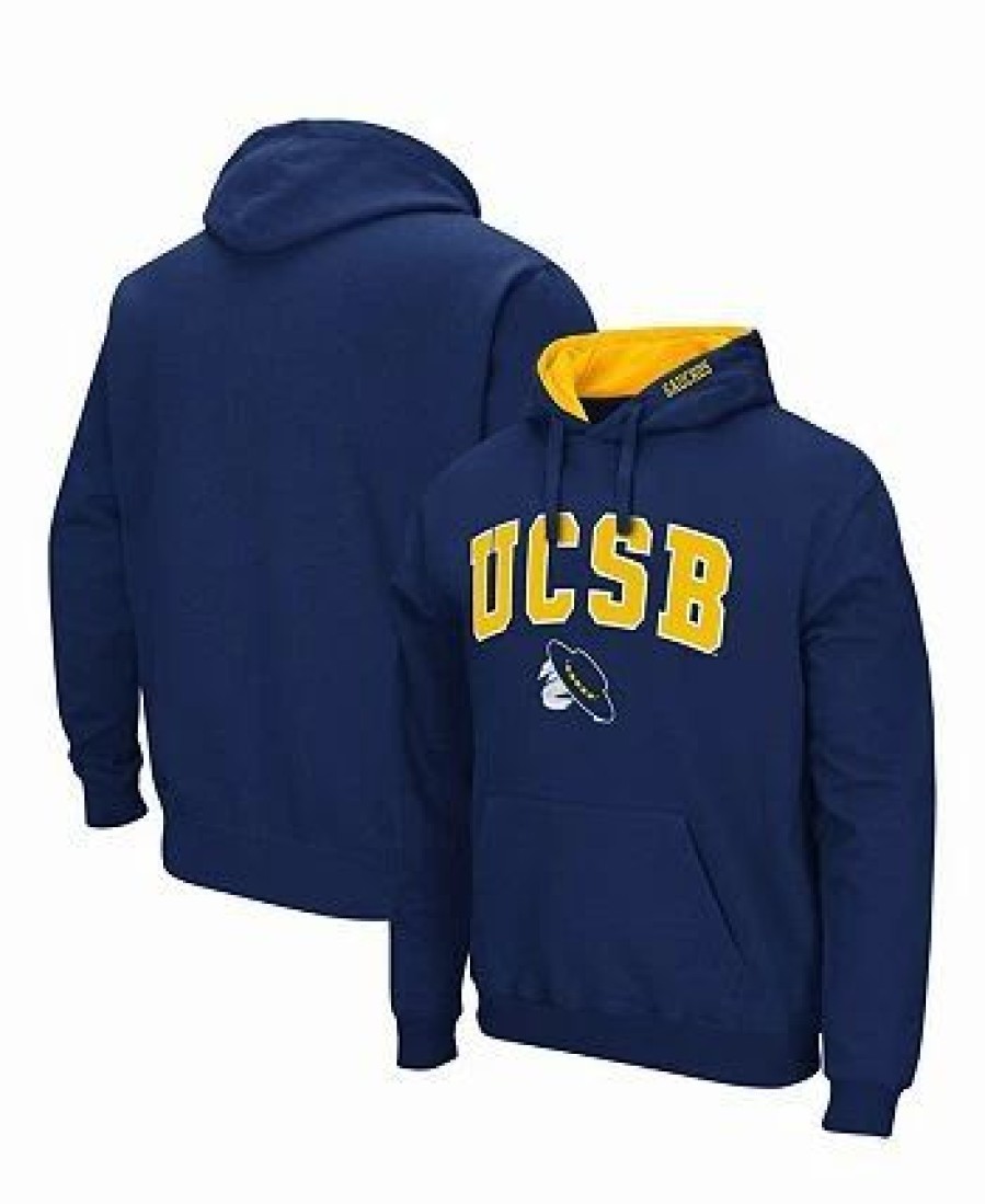 Sports Fan Shop * | Men'S Uc Santa Barbara Gauchos Arch And Logo Pullover Hoodie Navy