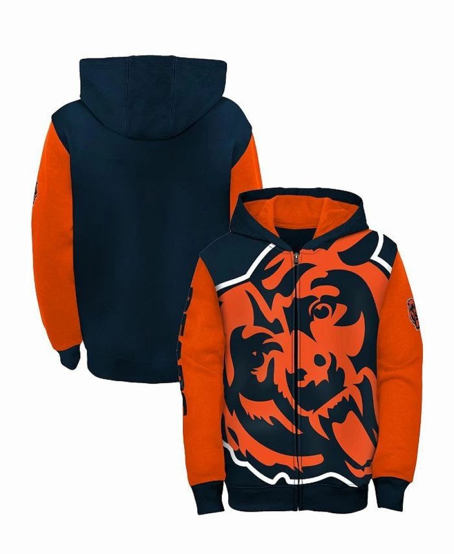 Sports Fan Shop * | Outerstuff Youth Boys Chicago Bears Poster Board Full-Zip Hoodie Navy, Orange